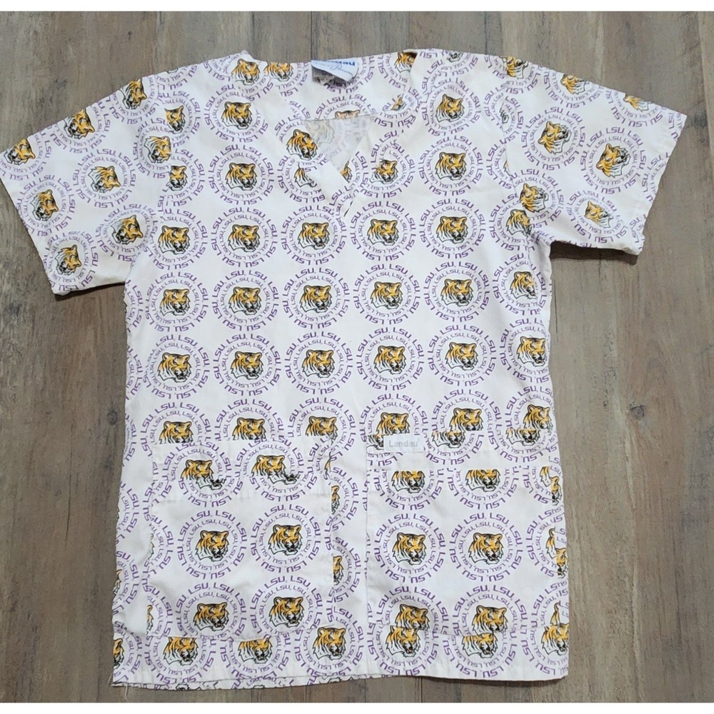 LSU Tigers NCAA Scrub Top Landau Size Women XS Nurse